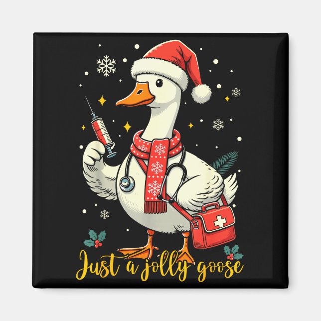Just A Jolly Goose Nurse Christmas Funny Goose Nur Magnet (Framsidan)