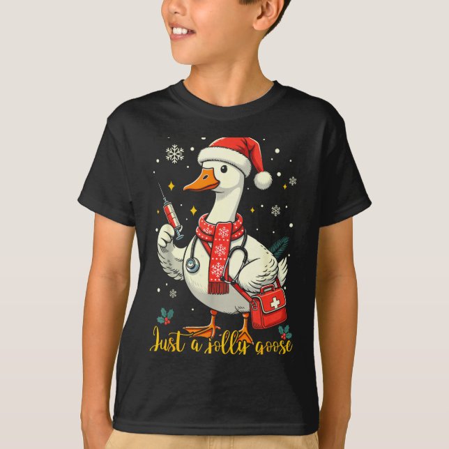 Just A Jolly Goose Nurse Christmas Funny Goose Nur T Shirt (Framsida)