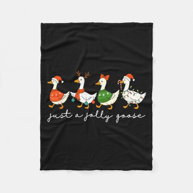 Just A Jolly Goose Santa Christmas Goose Farm Merr Fleecefilt (Framsidan)