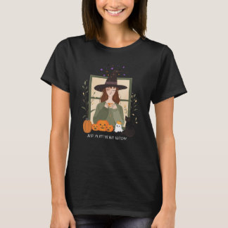 Just a Little Bit Witchy - Cozy Witch & Black Cat T Shirt