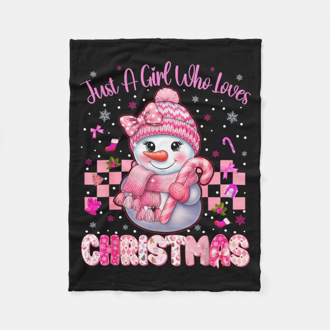 Just A Little Girl Who Loves Christmas Nk Snowman  Fleecefilt (Framsidan)