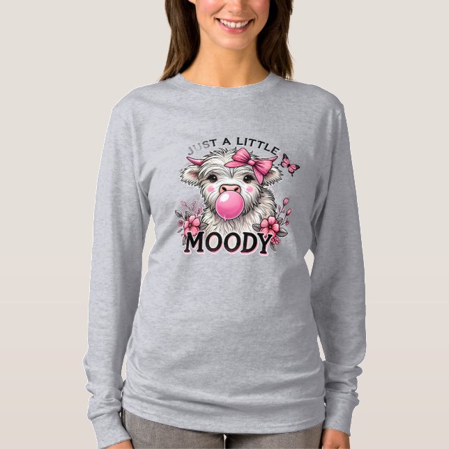 Just A Little Moody Baby Cow T Shirt (Framsida)