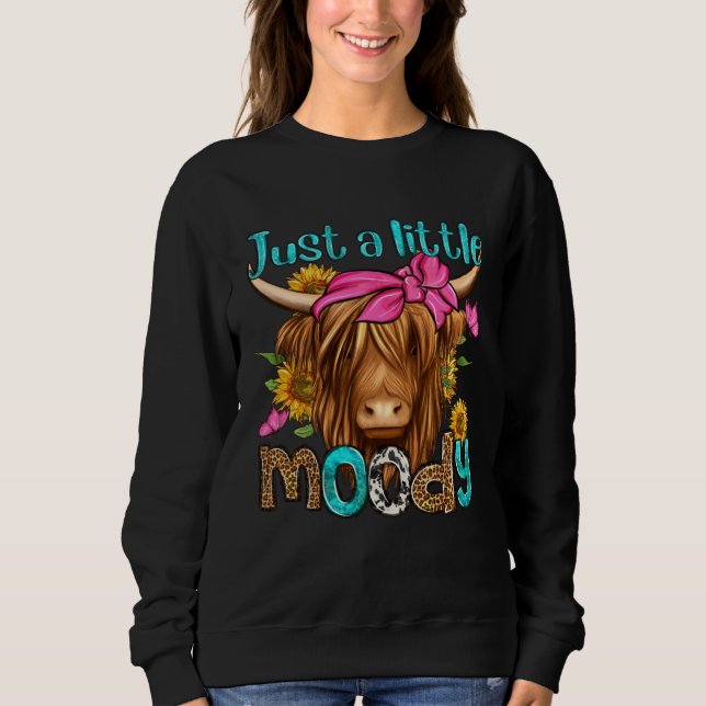 Just A Little Moody Cute Western Highland Cows  Fa T Shirt (Framsida)