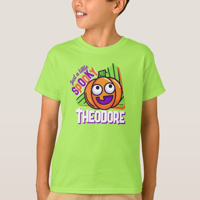 Just a Little Spooky Pumpkin - green custom tshirt T Shirt (Framsida)