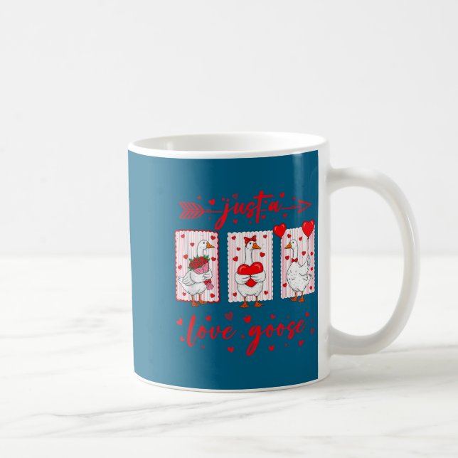 Just A Love Goose Funny Valentine Cute Goose For W Kaffemugg (Höger)