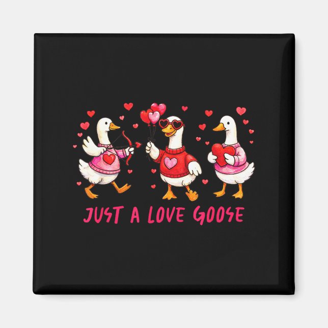 Just A Love Goose Funny Valentine Geese Cud Heart  Magnet (Framsidan)