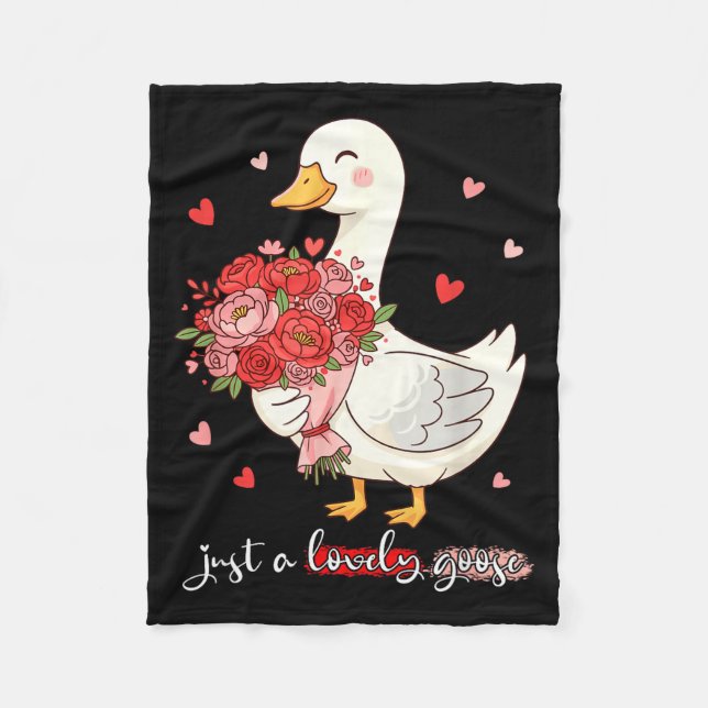 Just A Lovely Goose Bouquet Roses Floral Valentine Fleecefilt (Framsidan)