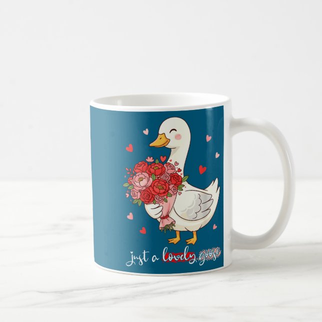Just A Lovely Goose Bouquet Roses Floral Valentine Kaffemugg (Höger)