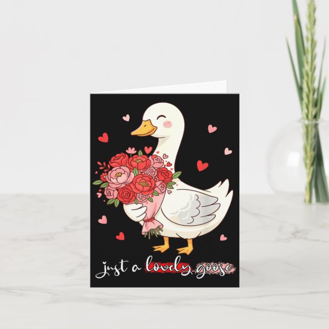 Just A Lovely Goose Bouquet Roses Floral Valentine Kort (Framsida)