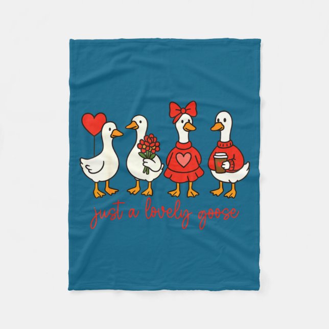 Just A Lovely Goose Cute Nk Silly Goose Valentine' Fleecefilt (Framsidan)
