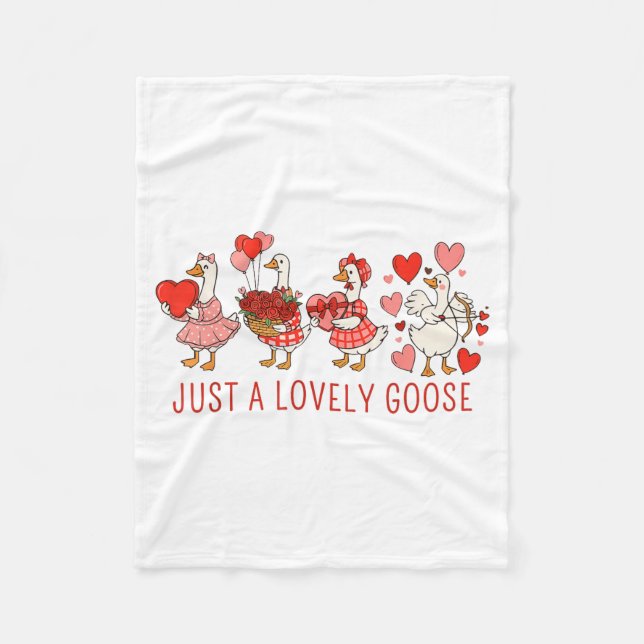 Just A Lovely Goose Valentines Day Cute Heart Goos Fleecefilt (Framsidan)