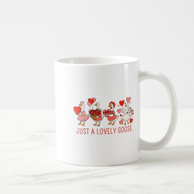 Just A Lovely Goose Valentines Day Cute Heart Goos Kaffemugg (Höger)