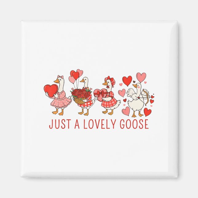 Just A Lovely Goose Valentines Day Cute Heart Goos Magnet (Framsidan)