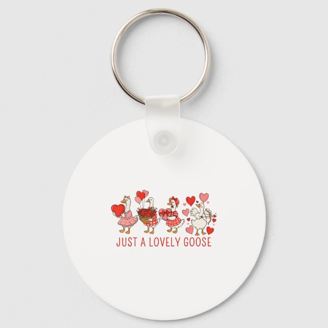 Just A Lovely Goose Valentines Day Cute Heart Goos Nyckelring (Framsida)