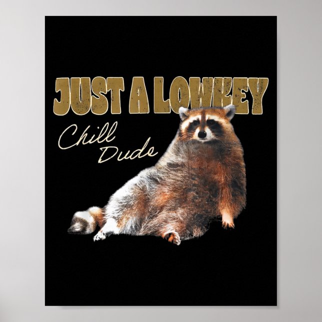 Just A Lowkey Chill Dude Cute Raccoon Funny Meme  Poster (Framsidan)