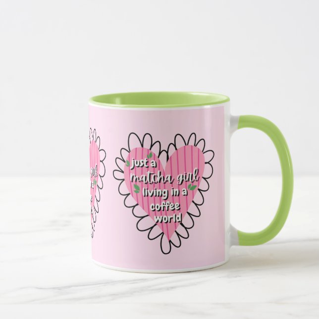 Just a Matcha Girl Heart Aesthetic – Pink Cute  Mugg (Höger)