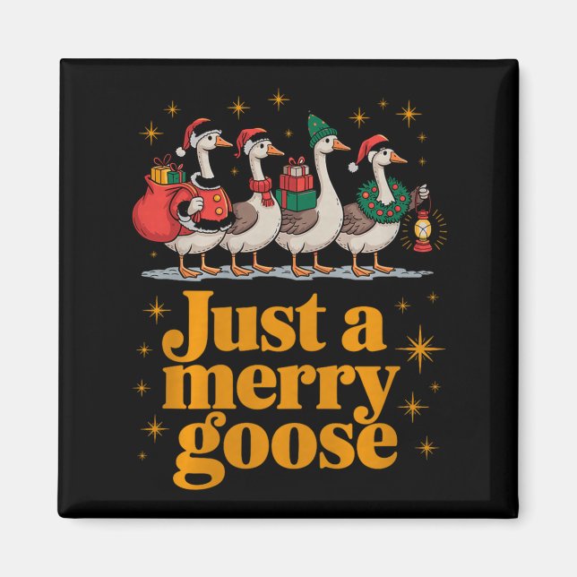 Just A Merry Goose Funny Christmas Premium Tri-ble Magnet (Framsidan)