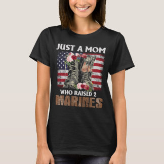 Just A Mom Who Raised Marines American Flag Gifts T Shirt