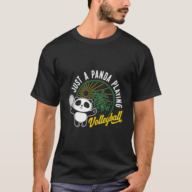 Just A Panda Playing Volleyball Animal T Shirt (Framsida)