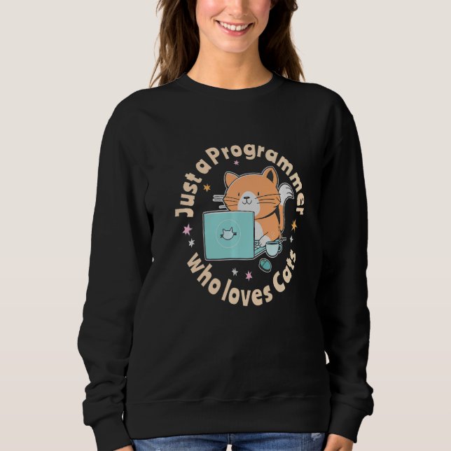 Just a programmer who loves cats and computers Cod T Shirt (Framsida)