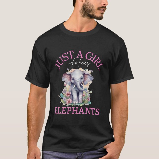 Just A Who Loves Elephants T Shirt (Framsida)