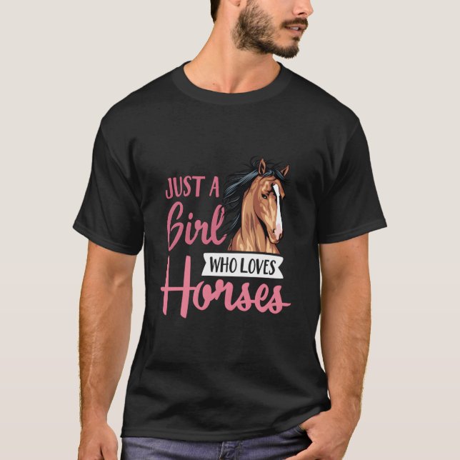 Just A Who Loves Horses Horseback Riding Lesson T Shirt (Framsida)