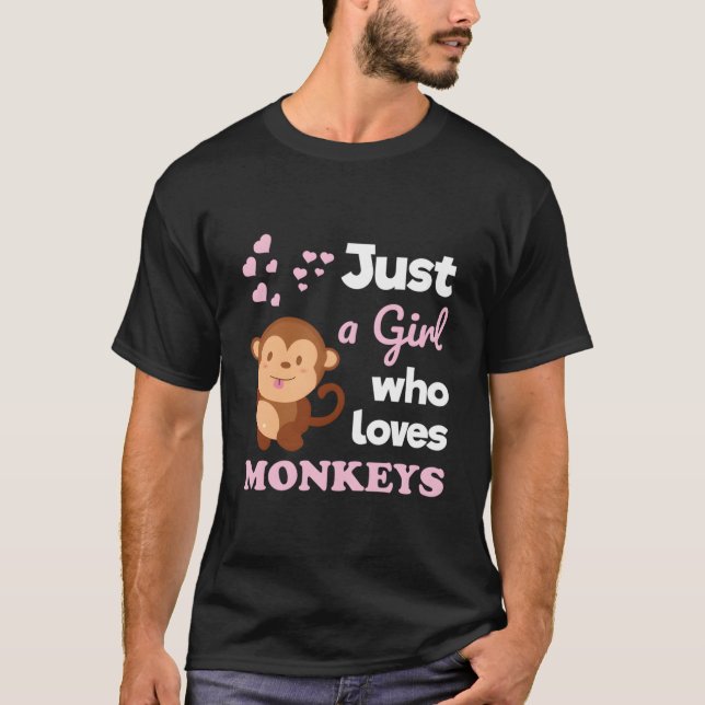 Just A Who Loves Monkeys Monkey T Shirt (Framsida)