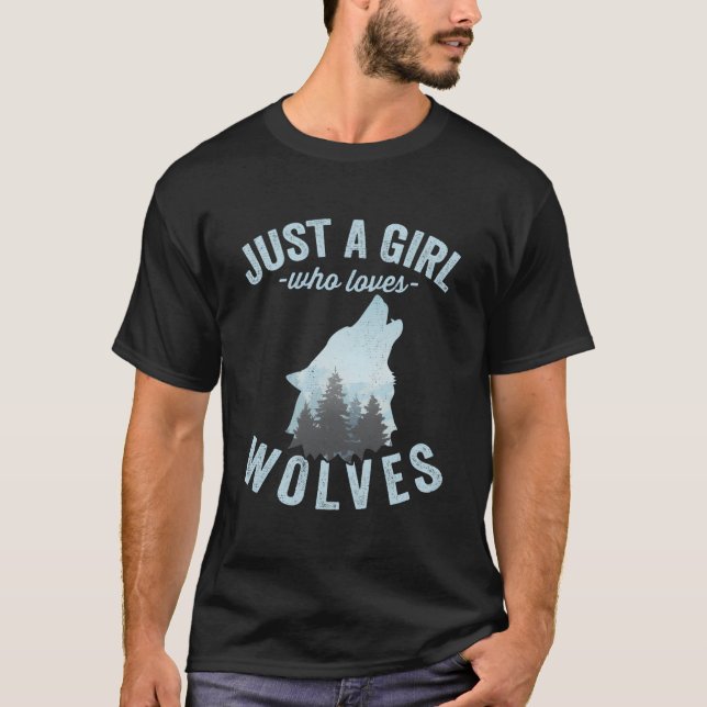 Just A Who Loves Wolves Wolf And T Shirt (Framsida)