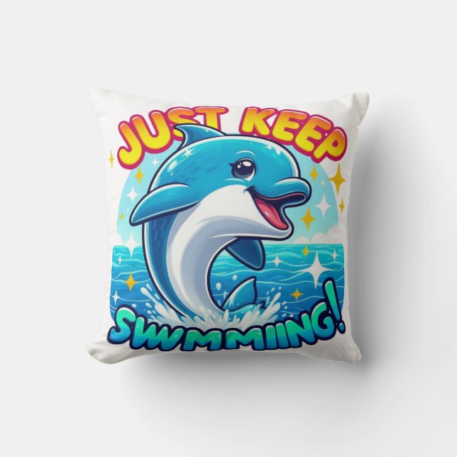 Just Behålla Swimming Dolphin Kudde (Framsida)