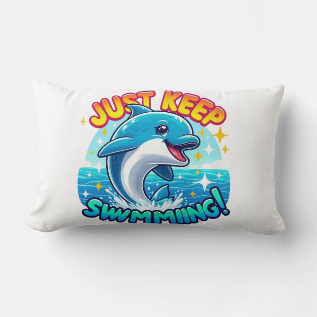 Just Behålla Swimming Dolphin Lumbarkudde (Framsida)