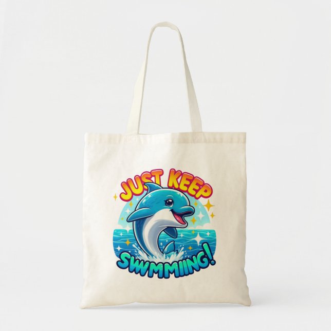 Just Behålla Swimming Dolphin Tygkasse (Framsidan)