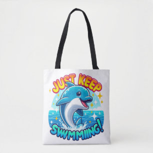 Just Behålla Swimming Dolphin Tygkasse