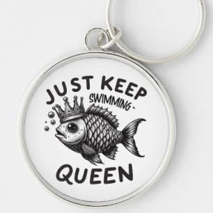 JUST BEHÅLLA SWIMMING RUND SILVERFÄRGAD NYCKELRING