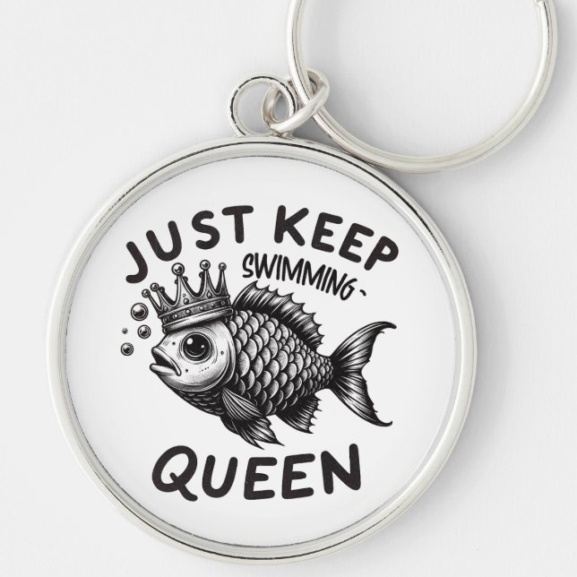 JUST BEHÅLLA SWIMMING RUND SILVERFÄRGAD NYCKELRING (Framsidan)