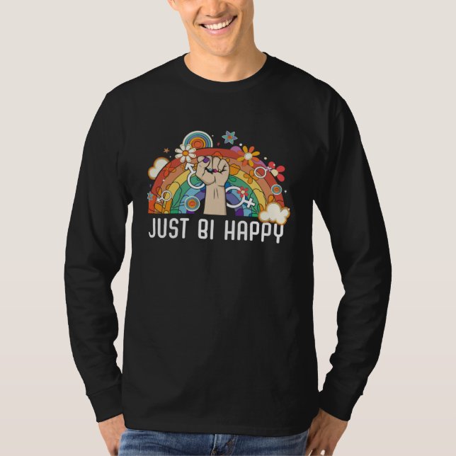 Just Bi Happy Bisexual Pride March Bisexuality LGB T Shirt (Framsida)