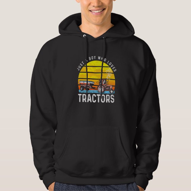Just Boy WHO Kärlek Tractor Retro Farmer Hoodie (Framsida)