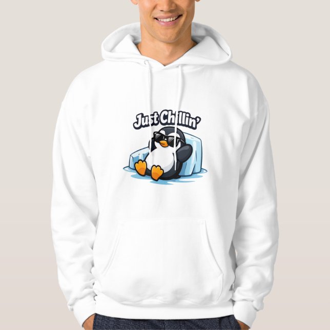 JUST CHILLING PINGUIN Throw Pillow Hoodie (Framsida)