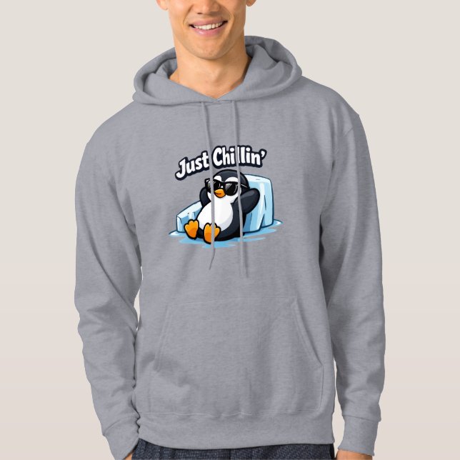 JUST CHILLING PINGUIN Throw Pillow Hoodie (Framsida)