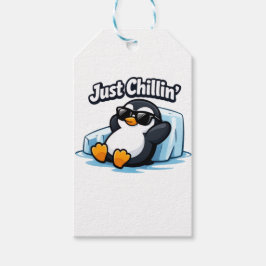 JUST CHILLING PINGUIN Throw Pillow Presentetikett