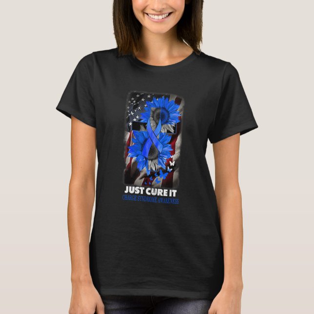 Just Cure It Charge Syndrome Awareness Sunflower T Shirt (Framsida)