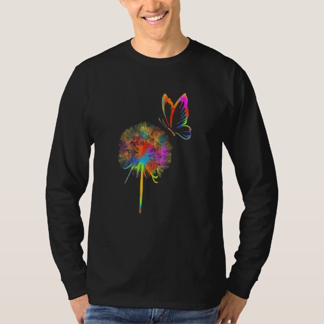 Just Dandelion Flower Breathe Rainbow Flower T Shirt (Framsida)