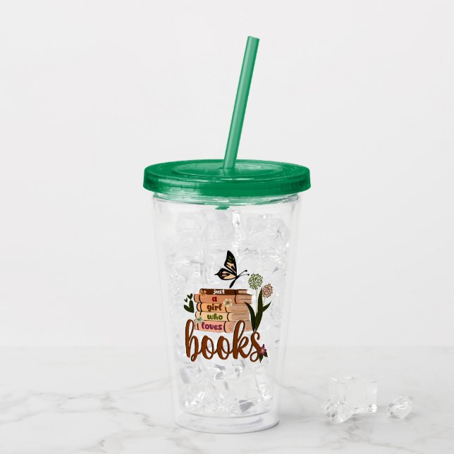 JUST EN FLICKOR, Bokar vid Blommigten Bok, Älskare Take Away Mugg (Baksida Ice)