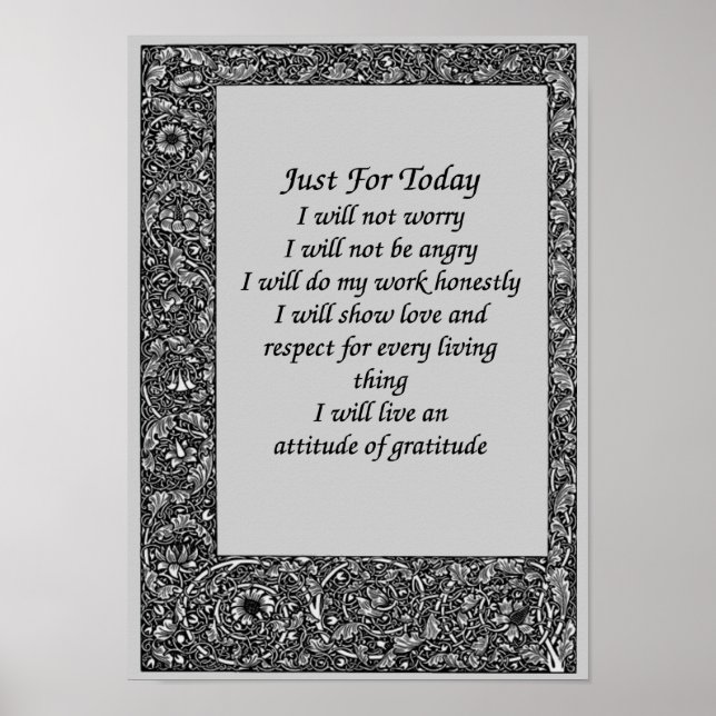 Just för i dag, Black Blommigt Ram Poster (Framsidan)