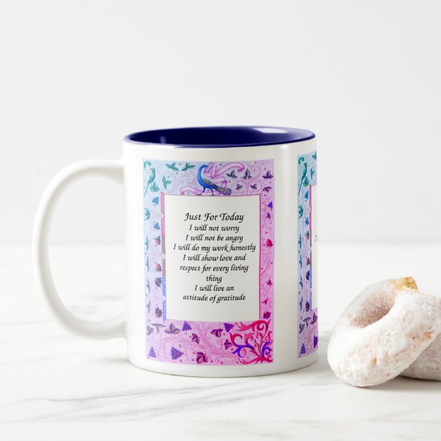 Just för idag, Peacock Färg inspiration Två-Tonad Mugg (Med munk)