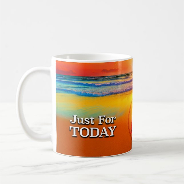 Just For Today Återställnings slogan Soluppgångsmu Kaffemugg (Vänster)