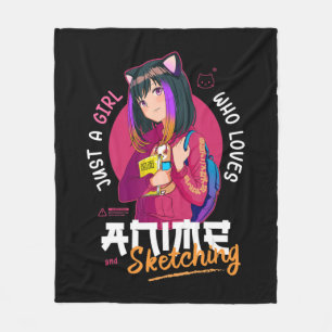 Just Girl Kärlek Anime Sketching Ramen Manga Otaku Fleecefilt