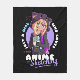 Just Girl Kärlek Anime Sketching Ramen Manga Otaku Fleecefilt