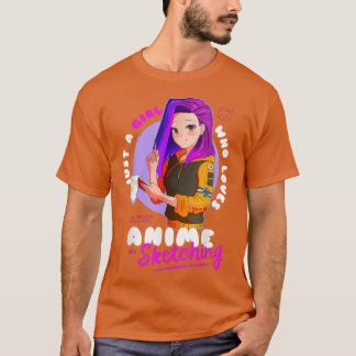 Just Girl Kärlek Anime Sketching Ramen Manga Otaku T Shirt