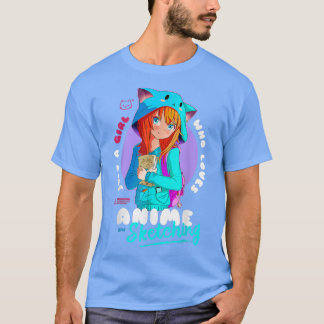 Just Girl Kärlek Anime Sketching Ramen Manga Otaku T Shirt