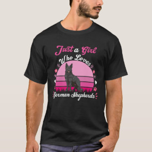 Just Girl, Kärlek Black German Shepherd Hund Rosa T Shirt